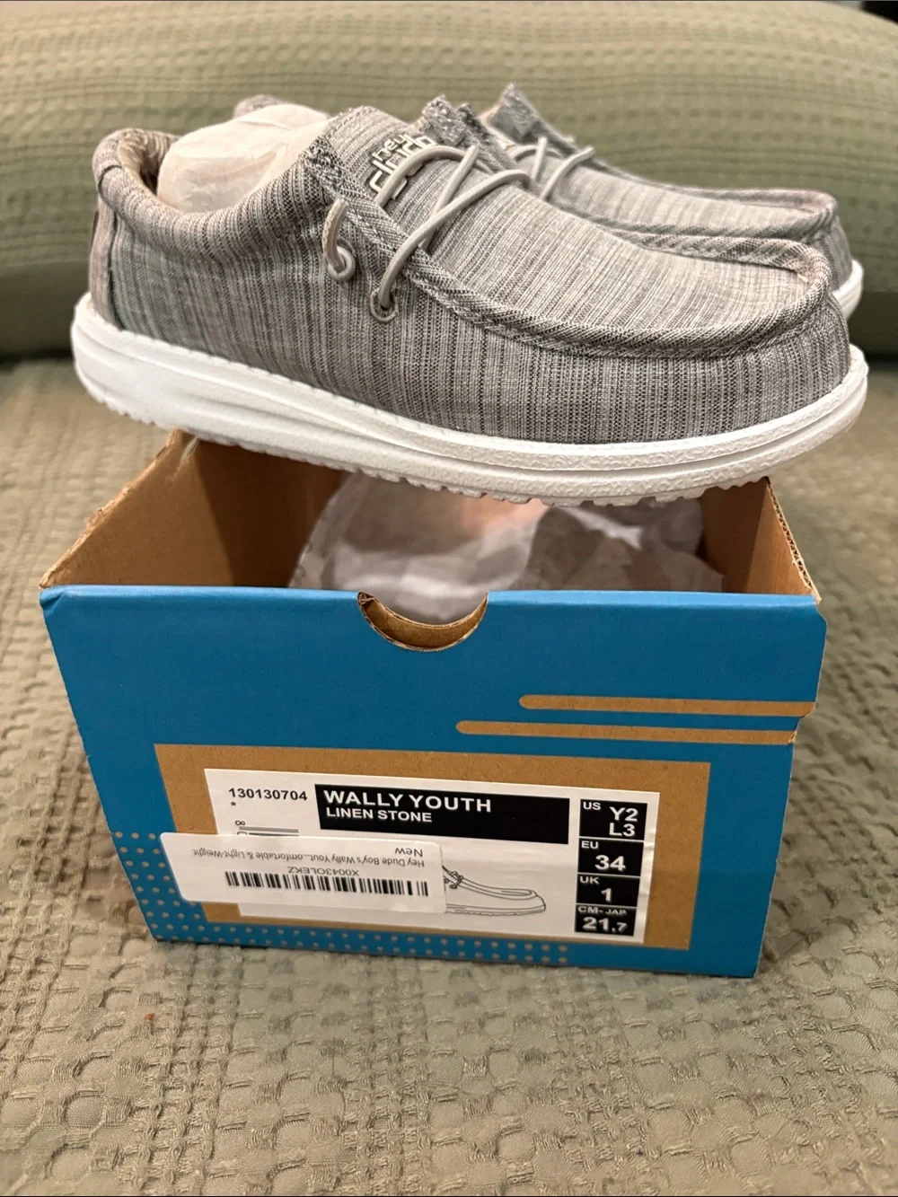 Hey Dude Gray Knit Slip-On Casual Shoes with White Sole